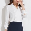 百姿 2023春季新款女装通勤上衣简约气质V领套头长袖雪纺纯色白衬衫女 商品缩略图3