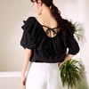 百姿 新款时尚荷叶边上衣气质露背短袖雪纺衫女231127 商品缩略图2