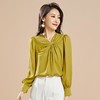 百姿 新款雪纺衫女韩版V领套头设计感宽松长袖衬衫女 商品缩略图1