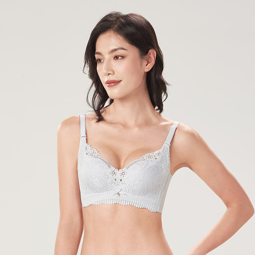都市丽人聚拢升杯B杯适穿舒适更聚拢蕾丝内衣薄款3/4杯常规文胸树脂胶圈四排扣新年本命年红品YB32A6 商品图1