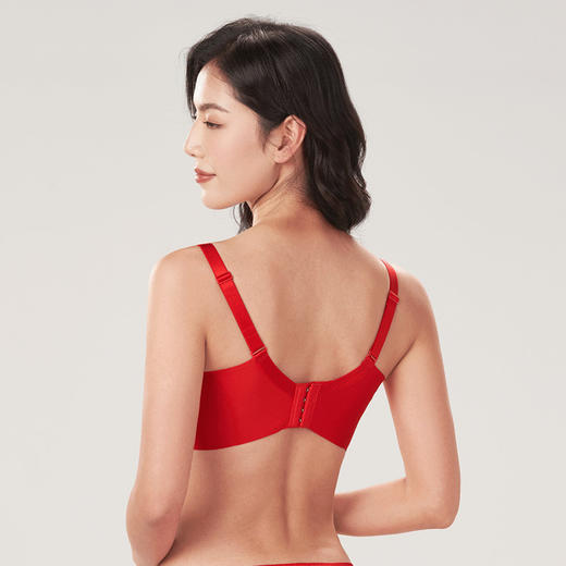 都市丽人聚拢升杯B杯适穿舒适更聚拢蕾丝内衣薄款3/4杯常规文胸软钢圈四排扣新年本命年红品YB32A2 商品图7