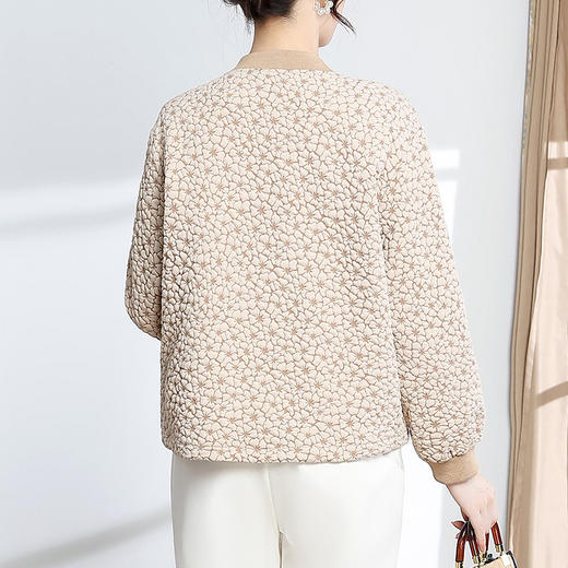 复古盘扣小外套，秋季新款长袖低领开衫休闲上衣提花时尚气质外搭QYM-JJ-C1038-Y 商品图3