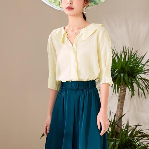 百姿 都市优雅雪纺上衣女2023夏季新款韩版套头纯色直筒女装小衫 商品图2