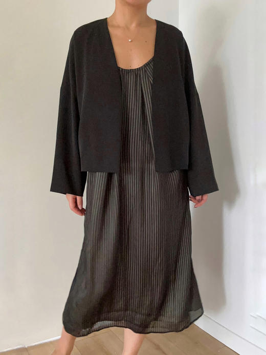 Semplicita｜G01 黑色无领极简短外套 [ 黑 ] 商品图5