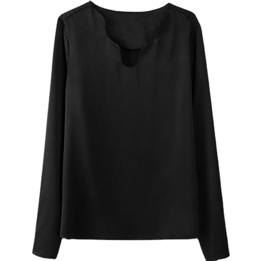 百姿基础款衬衣女装2022秋季新款纯色套头上衣通勤都市风长袖衬衫 商品图4