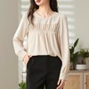 百姿 圆领褶皱雪纺衫2023秋季新款韩版纯色遮肉显瘦优雅长袖衬衫 商品缩略图3