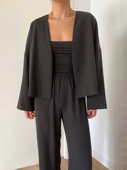 Semplicita｜G01 黑色无领极简短外套 [ 黑 ] 商品图8