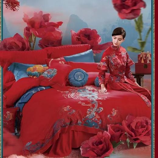 【6F】富安娜婚庆床单八件套/龙腾凤跃 大红色 商品图2