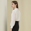 百姿 2023秋季新款名媛长袖套头衬衫韩版褶皱性感透视雪纺衫91019 商品缩略图3