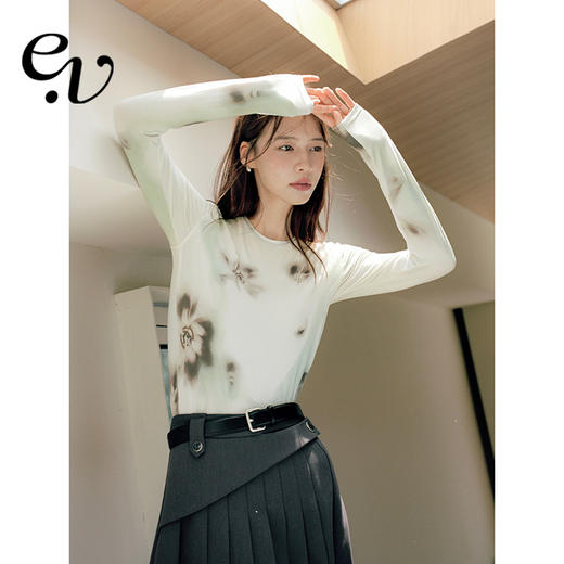 Even Vintage |秋日画卷 原创设计印花梦幻文艺长袖T恤温柔打底衫 商品图0