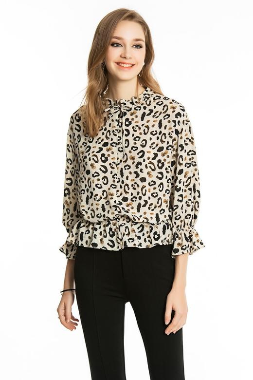SUMMER & SAGE 豹纹印花收腰上衣 3910 商品图0