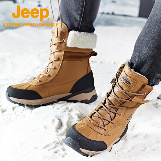 Jeep吉普2023款秋冬新品雪地靴男户外登山鞋女防滑耐磨高帮徒步鞋 P2310911605 男款 P2310811621女款 商品图2