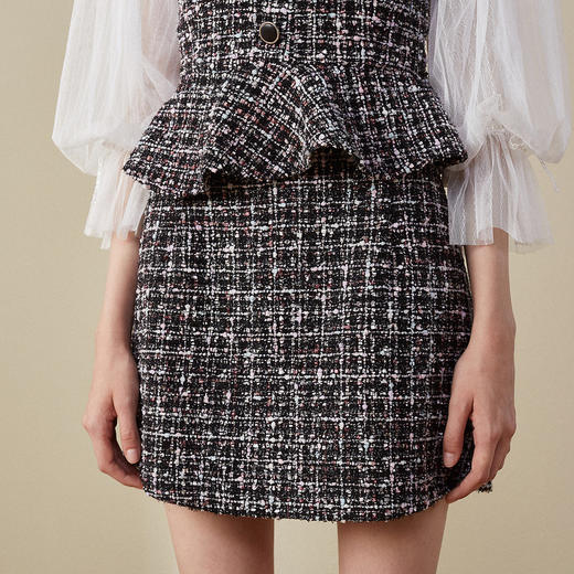 欧芮儿2018秋装荷叶边吊带上衣毛呢半身裙女短裙时尚套装裙 商品图2