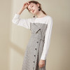 欧芮儿2018秋装新款收腰假两件格子衬衫连衣裙女中长款 商品缩略图0