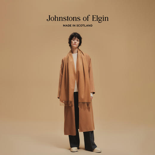 Johnstons of Elgin经典纯羊绒宽幅围巾 纯色 商品图5