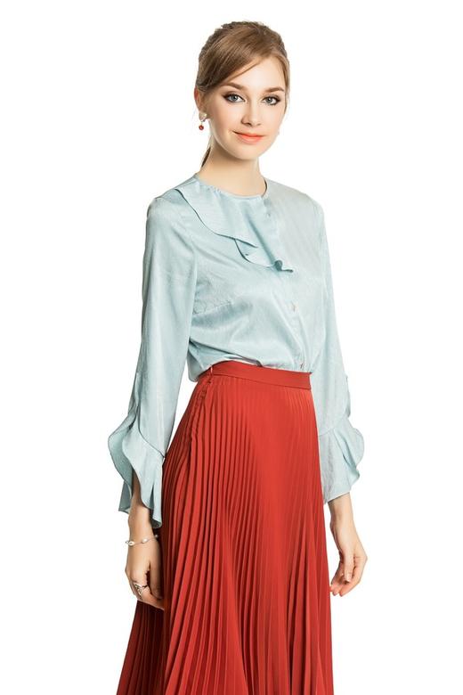 OCTAVIA 绿色荷叶边装饰上衣 3915 商品图1