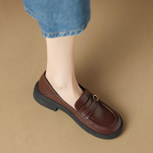 ZHR英伦风乐福鞋豆豆鞋厚底鞋一脚蹬女鞋法式单鞋玛丽珍小皮鞋jk 商品图6