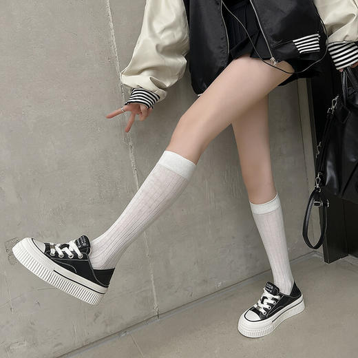 西村名物2023年秋季新款厚底拼色运动鞋圆头潮流百搭板鞋D23CM32651 商品图5