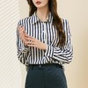 百姿 条纹自留款翻领衬衣2023早秋新款长袖气质OL衬衫女231240 商品缩略图2