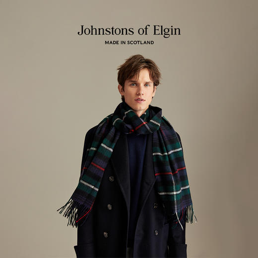 Johnstons of Elgin经典纯羊绒宽幅围巾 格纹 商品图5