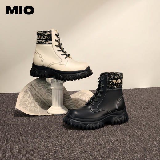 MIO米奥冬短筒靴子时髦厚底户外运动马丁靴女M235614451 商品图0