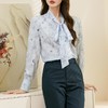 百姿 秋意微凉印花蝴蝶结衬衣2023早秋新款气质长袖衬衫女231243 商品缩略图3
