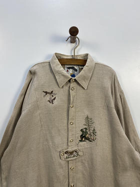 80年代 Vintage SCHINDERHANNES 100% 麻料 奥地利 蒂罗尔长袖衫 _DRRL(XL)