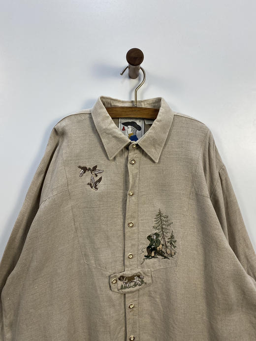 80年代 Vintage SCHINDERHANNES 100% 麻料 奥地利 蒂罗尔长袖衫 _DRRL(XL) 商品图0