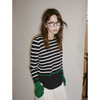 Even Vintage | 利落优雅 原创简约气质荷叶边条纹针织衫女早秋 商品缩略图1