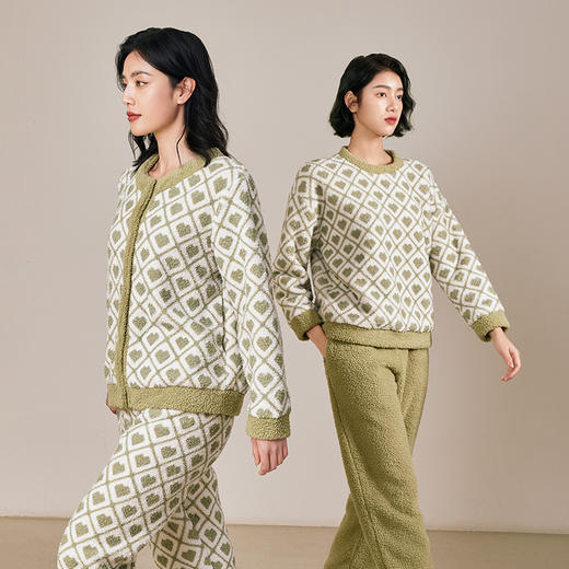 都市丽人舒适外出女士睡衣米粒绒厚款长袖长裤类家居服套装LH32K7 商品图0