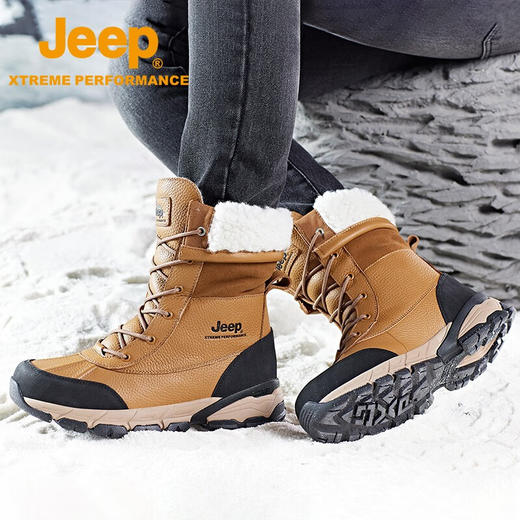 Jeep吉普2023款秋冬新品雪地靴男户外登山鞋女防滑耐磨高帮徒步鞋 P2310911605 男款 P2310811621女款 商品图6