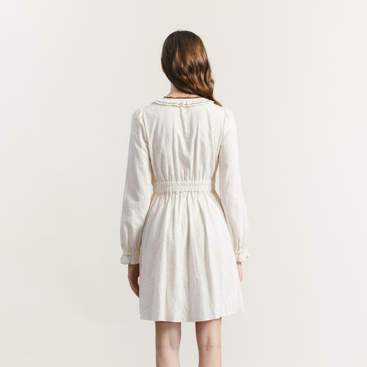 谜底纯棉连衣裙长袖女2023秋新款时尚气质X型收腰中长裙233ML1115 商品图2