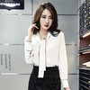 百姿 2023春季新款女装职业系带雪纺衬衫韩版修身长袖白色衬衣女 商品缩略图0