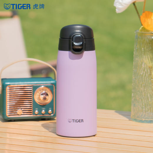 【清仓特惠5.5折，最后2个无货退款】虎牌不锈钢保温杯便携简约单手弹盖保温杯（丁香紫）350ml 商品图4
