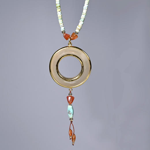 战国玛瑙环+西亚高古绿松石红玛瑙项链 商品图1
