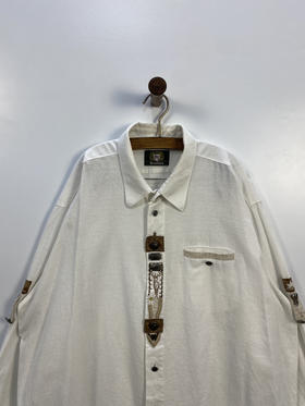 90年代 Vintage OS 金属扣 100% 全棉 特殊面料 奥地利 蒂罗尔长袖衫 _DRRL(3XL)