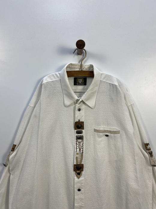 90年代 Vintage OS 金属扣 100% 全棉 特殊面料 奥地利 蒂罗尔长袖衫 _DRRL(3XL) 商品图0