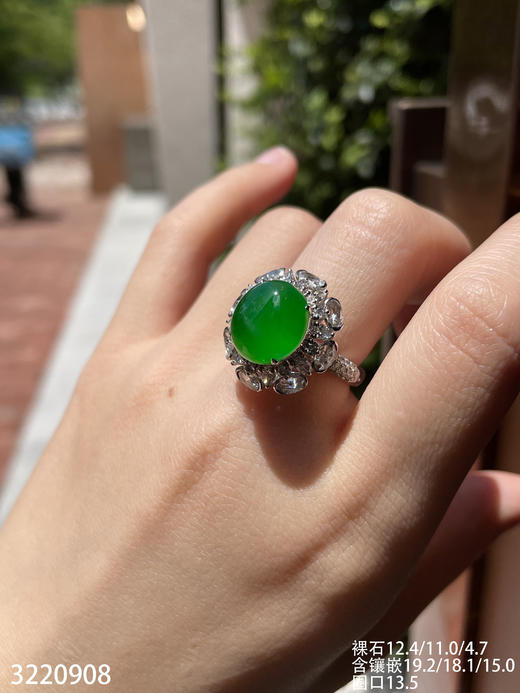 老坑高冰艳绿蛋面戒指【3220908】具体价格微信咨询 商品图4