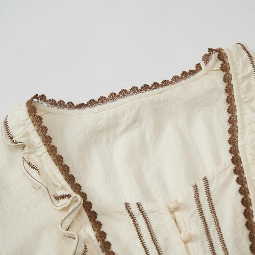 谜底纯棉连衣裙长袖女2023秋新款时尚气质X型收腰中长裙233ML1115 商品图3