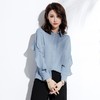 百姿 新款品牌衬衣女装小众设计感荷叶边开衫翻领长袖雪纺衬衫 商品缩略图1