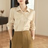 百姿 职业衬衫女长袖2023秋季新款纯色开衫大口袋气质通勤衬衣 商品缩略图1