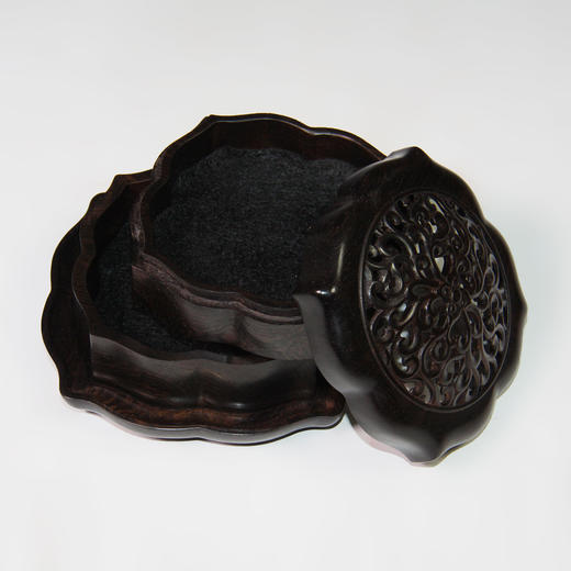 尖四角勾连纹-小°双层&单层紫光檀香盒 商品图1