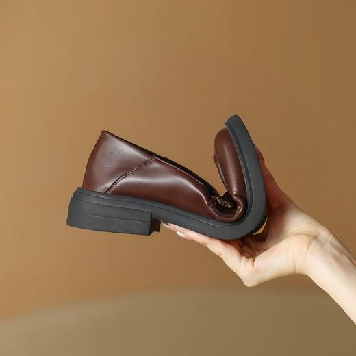 ZHR英伦风乐福鞋豆豆鞋厚底鞋一脚蹬女鞋法式单鞋玛丽珍小皮鞋jk 商品图8