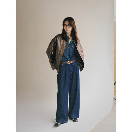 Even Vintage | 哑光复古 甜酷美式宽松短款夹克优雅显瘦皮衣外套 商品图2