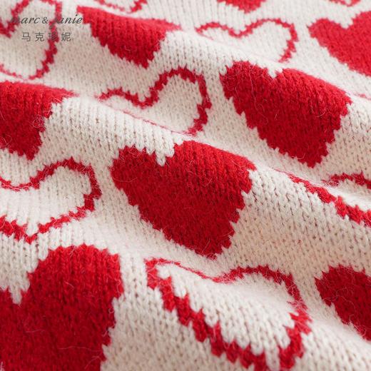 马克珍妮秋装新款 女童柔蓝绒爱心提花针织背心马甲231965 商品图3