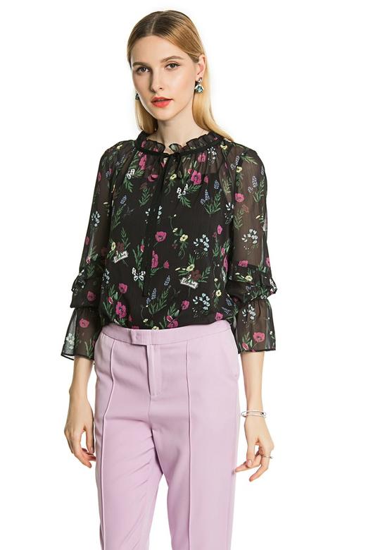 OCTAVIA 黑色透视印花上衣 3609 商品图0