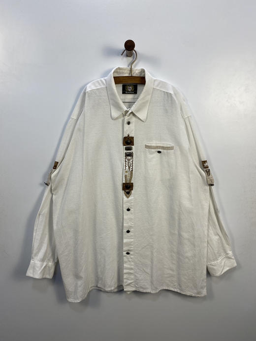 90年代 Vintage OS 金属扣 100% 全棉 特殊面料 奥地利 蒂罗尔长袖衫 _DRRL(3XL) 商品图1