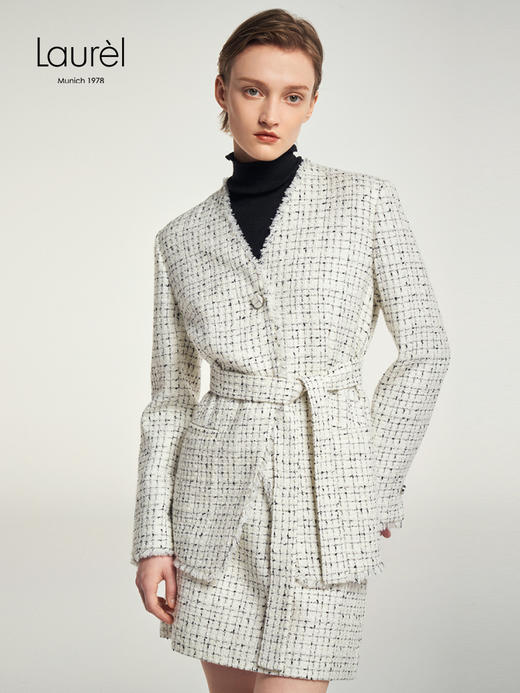 Laurel劳芮23秋冬 格纹结子纱A摆短裙 LWL343Q06200 商品图8
