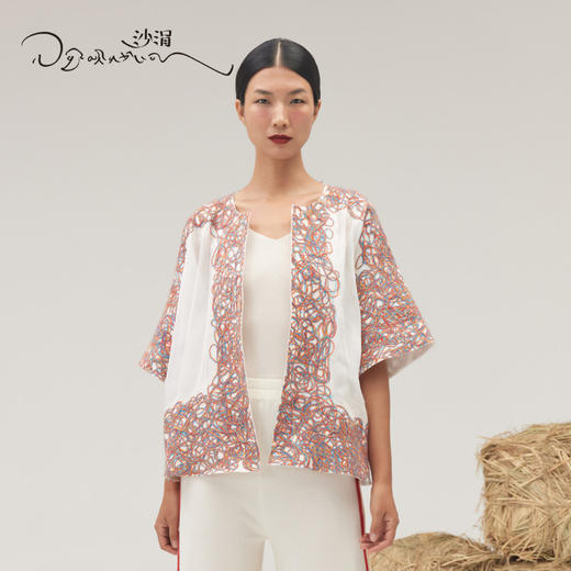 羊绒桑蚕丝手工涂鸦毛毡大衣SJF95W470W 商品图0