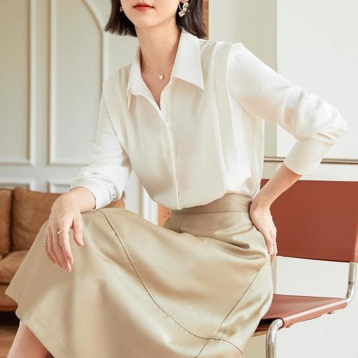 百姿 职业女士衬衫2023春季新款别致上衣气质OL简约百搭长袖衬衣女 商品图1